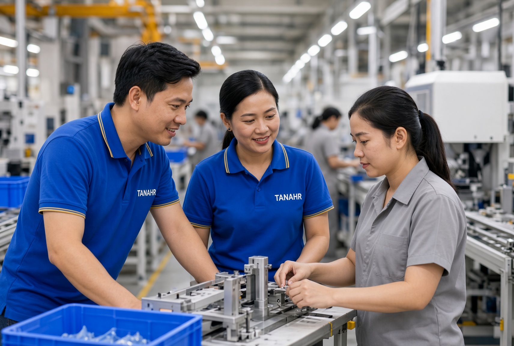 Nhân viên TANAHR đồng hành hiện trường tại nhà máy