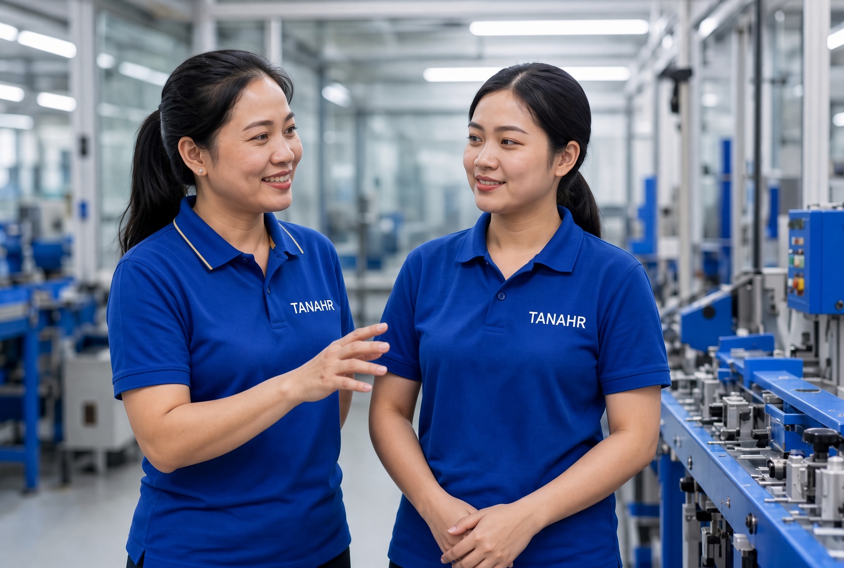 Nhân viên TANAHR hướng dẫn tại dây chuyền sản xuất